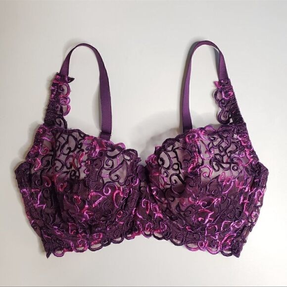 Victoria’s Secret- Purple Embroidered Heart Bra, Size 34B - Picture 10 of 12